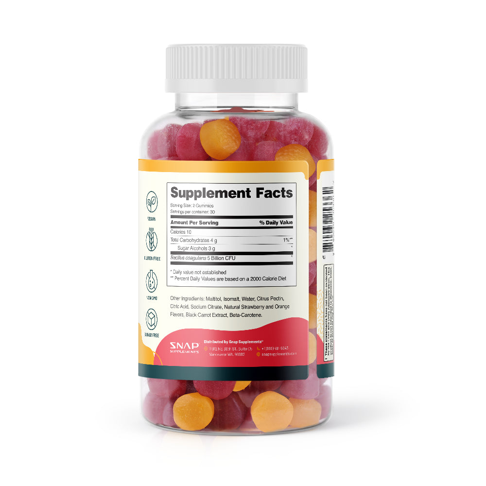 Sugar Free Probiotic Gummies Supplement -  Gut Health, Digestion, Immune Support, Anti-Inflammatory - 60 Gummies
