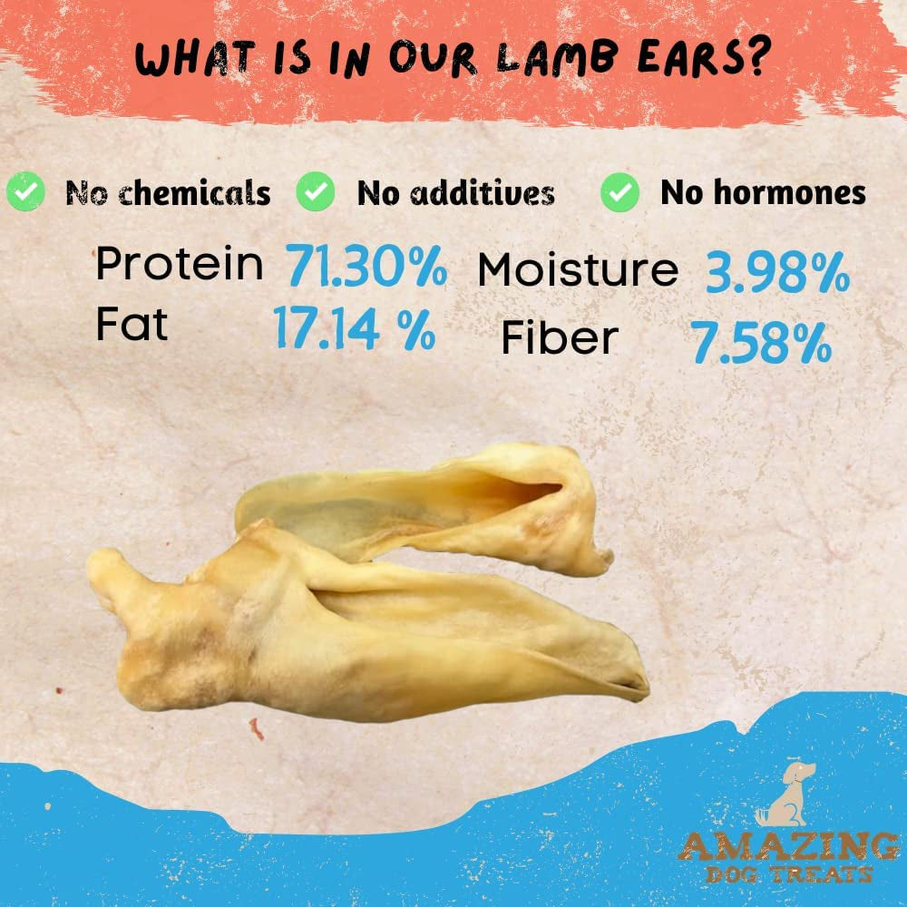 - Lamb Ears (25 Pcs/Pack) - Natural Odor Free Rawhide Alternative - Premium Choice Cut Lamb Ear Dog Bones - Excellent Dog and Puppy Chews - Grain Free Treats for Dog